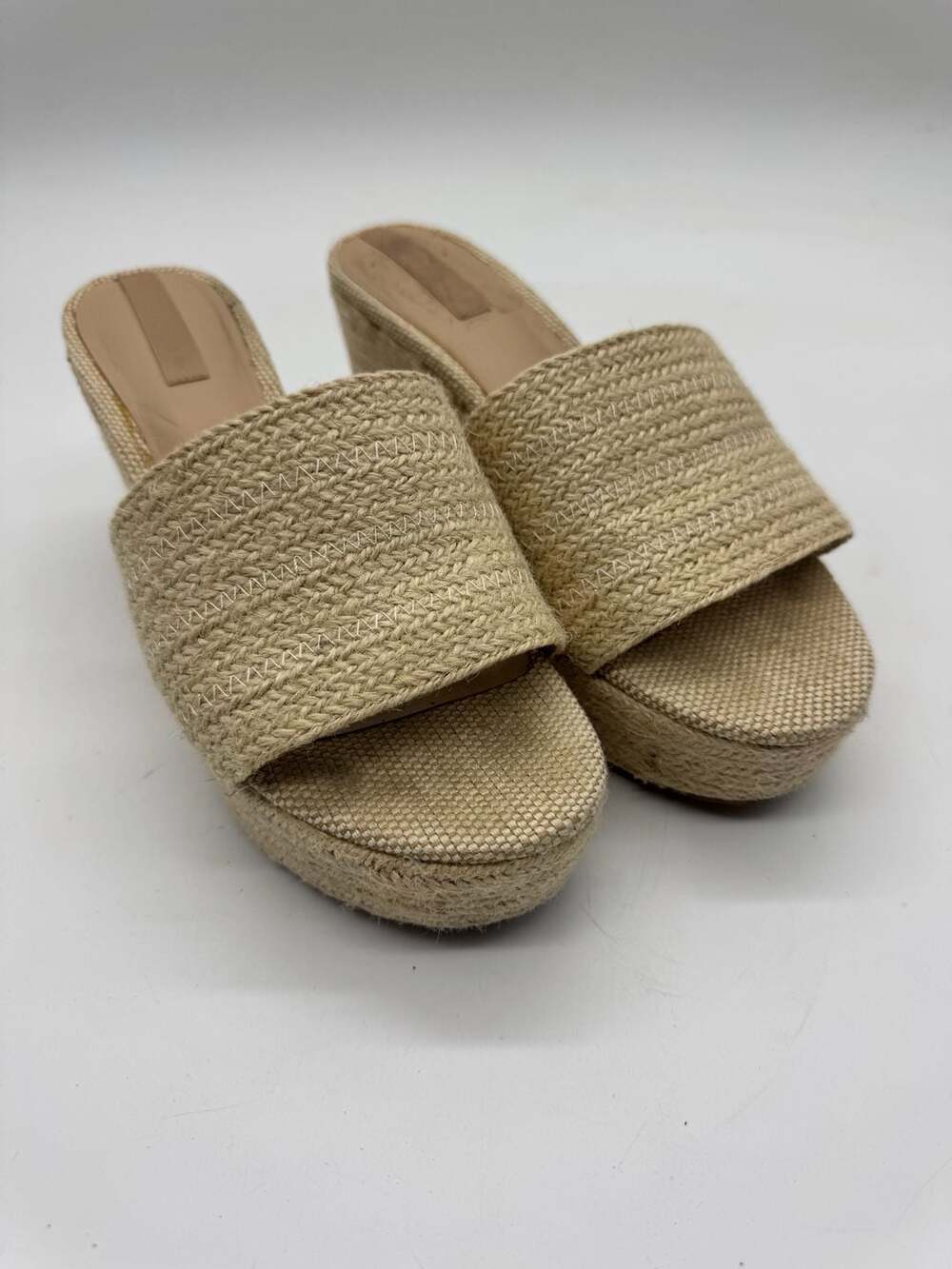 Copper Key Wedge Sandals Size 8.5M Beige Espadrille Slide